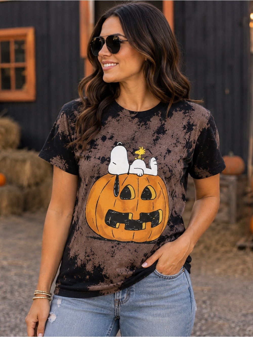 Peanuts Snoopy Halloween Pumpkin Tee Medium